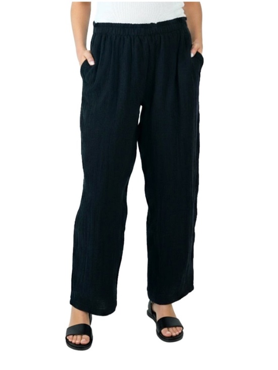Coldwater Creek Pants - Coldwater Creek Womens Cotton Gauze Black Pull On Pant Medium